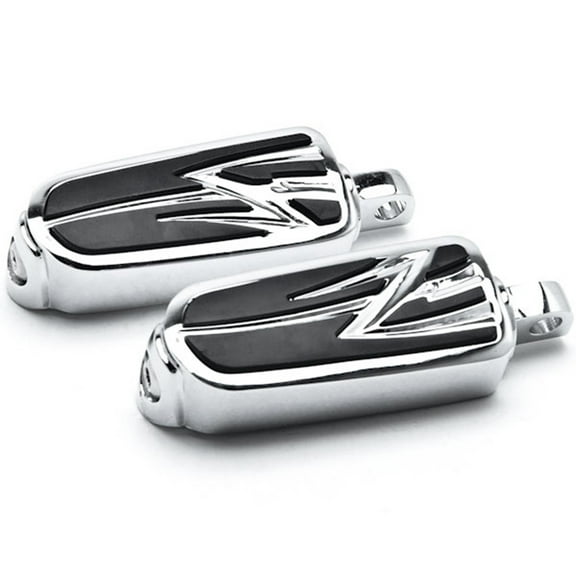 Krator Tribal Design Front Rear Footpeg Foot Rests Chrome Compatible with Harley-Davidson V-Rod Male Peg Mount