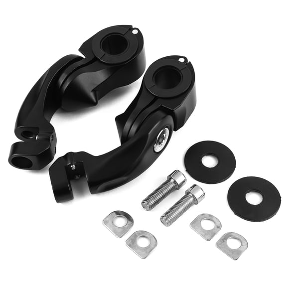 Krator Universal 3" Short Angled Adjustable Highway Foot Peg Mounting Kit Compatible with Harley Davidson FXDL Dyna Low Rider 1993-2017, 1 Pair, Black