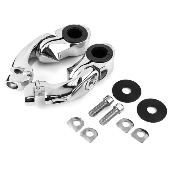 Krator Universal 3" Short Angled Adjustable Highway Foot Peg Mounting Kit Fits All 1.25" Engine Guards, 1 Pair, Chrome