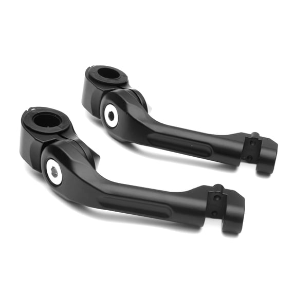 Krator Universal 5" Long Angled Adjustable Highway Foot Peg Mounting Kit Fits All 1.25" Engine Guards, 1 Pair, Black