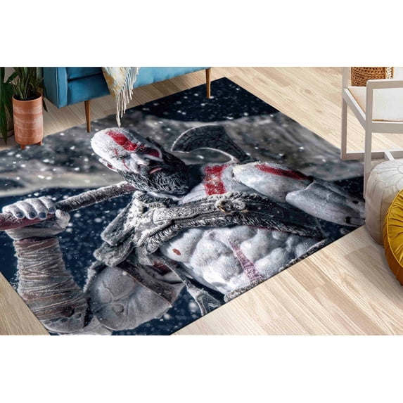 Kratos Rug, Man Cave Rugs, God Of War Rug, Modern Rugs, Wedding Rug, Kitchen Rug, Office Decor Rug, Gift Rug, Popular Rug, Gray Rug, 3.3'x9.2' - 100x280 cm
