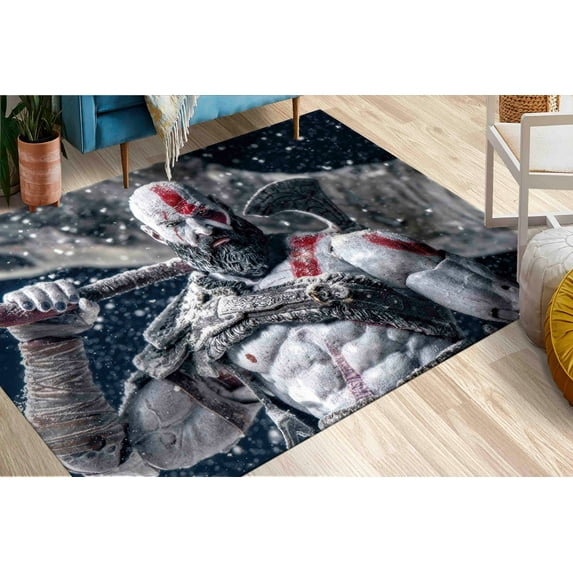 Kratos Rug, Man Cave Rugs, God Of War Rug, Modern Rugs, Wedding Rug, Kitchen Rug, Office Decor Rug, Gift Rug, Popular Rug, Gray Rug, 2.6'x9.2' - 80x280 cm