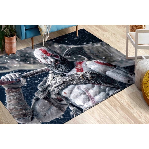 Kratos Rug, Man Cave Rugs, God Of War Rug, Modern Rugs, Wedding Rug, Kitchen Rug, Office Decor Rug, Gift Rug, Popular Rug, Gray Rug, 3.3'x5' - 100x150 cm