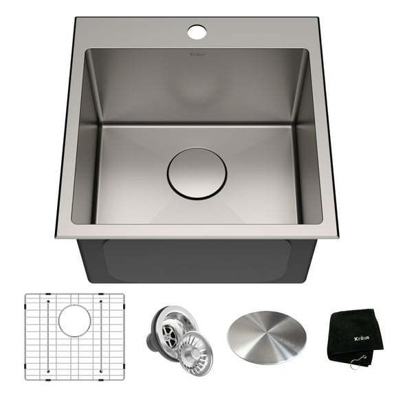 KRAUS Standart PRO 18" Drop In / Top Mount 16 Gauge Single Bowl Bar Stainless Steel Kitchen Sink