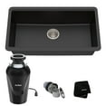 thumbnail image 1 of Kraus 31 Inch Undermount Single Bowl Black Onyx Granite Kitchen Sink with Waste Guard Continuous Feed Garbage Disposal, 1 of 12