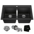 thumbnail image 1 of KRAUS Quarza 33” Drop-In / Undermount 50/50 Double Bowl Granite Kitchen Sink in Black Onyx, 1 of 8