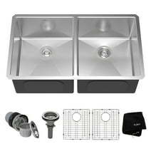 Kraus 33 Inch Rectangular Undermount 50/50 Double Stainless Steel Kitchen Sink