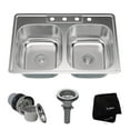 thumbnail image 1 of Kraus 33 Inch Top mount 50/50 Double Bowl 18 Gauge Stainless Steel Kitchen Sink with Noise Defend Soundproofing, 1 of 5