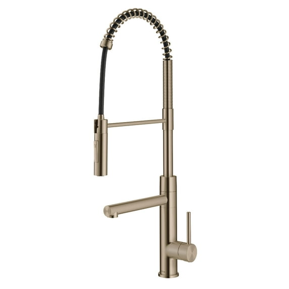 Kraus Artec Pro Commercial Style Pull-Down Single Handle Kitchen Faucet with Pot Filler in Spot Free Antique Champagne Bronze
