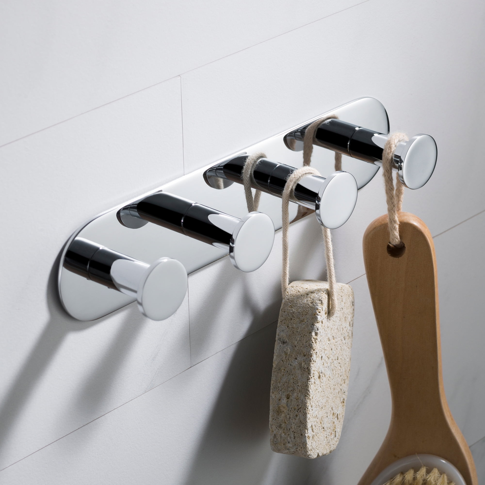 Elie Chrome Wall Mounted Robe Rack with 4 Hooks