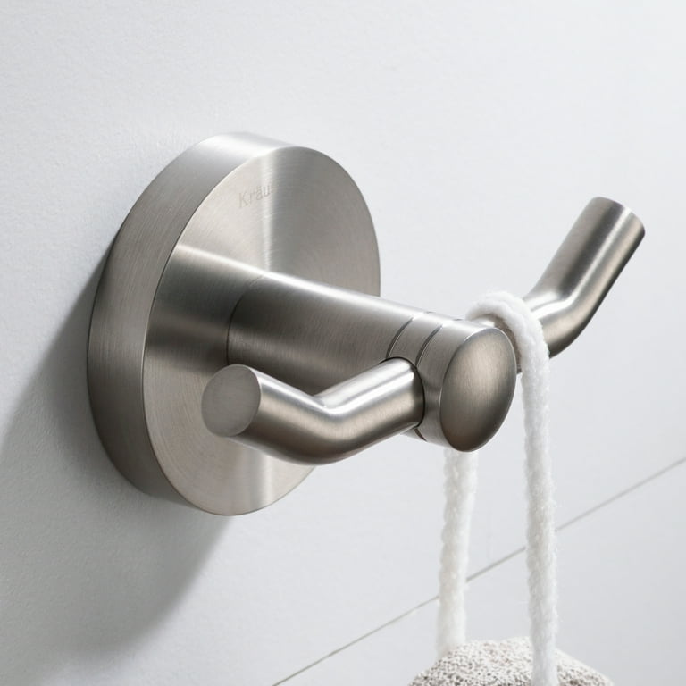 Kraus Elie Bathroom Robe and Towel Double Hook - Brushed Nickel