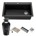 thumbnail image 1 of Kraus Bellucci Workstation 33 in. Drop-In Granite Composite Single Bowl Kitchen Sink in Metallic Black with Accessories with Waste Guard Continuous Feed Garbage Disposal, 1 of 12