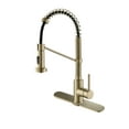 thumbnail image 1 of Kraus Bolden Single Handle 18-Inch Commercial Kitchen Faucet with Deck Plate in Spot Free Antique Champagne Bronze Finish, 1 of 13