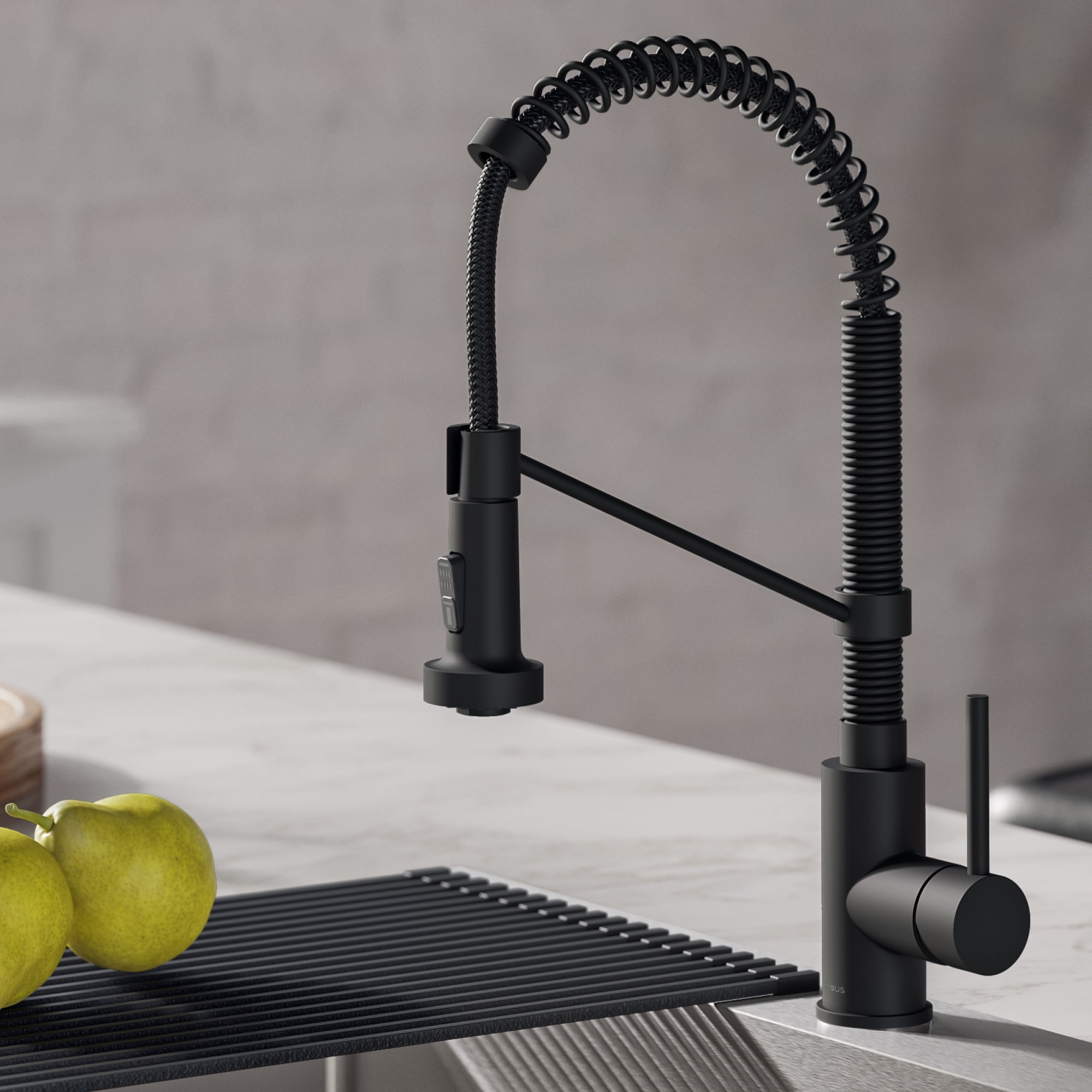 Matte Black 18-Inch Commercial Style Pull-Down Kitchen Faucet