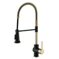 thumbnail image 1 of Kraus Britt Single Handle Commercial Kitchen Faucet with Dual Function Sprayhead In Brushed Gold/Matte Black, 1 of 12
