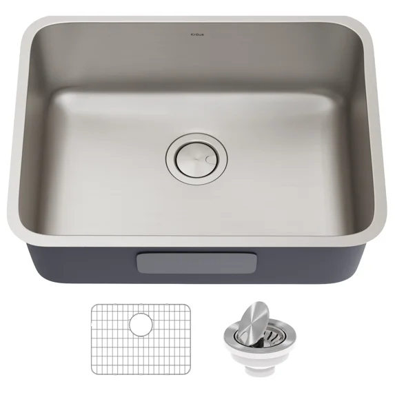 KRAUS Dex 25” Undermount 16 Gauge Stainless Steel Single Bowl Kitchen Sink