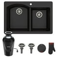 thumbnail image 1 of Kraus Forteza 33 Dual Mount 60/40 Double Bowl Granite Kitchen Sink in Black with Waste Guard Continuous Feed Garbage Disposal, 1 of 12