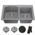 thumbnail image 1 of KRAUS Forteza 33” Drop In / Undermount 60/40 Double Bowl Granite Kitchen Sink in Grey, 1 of 8