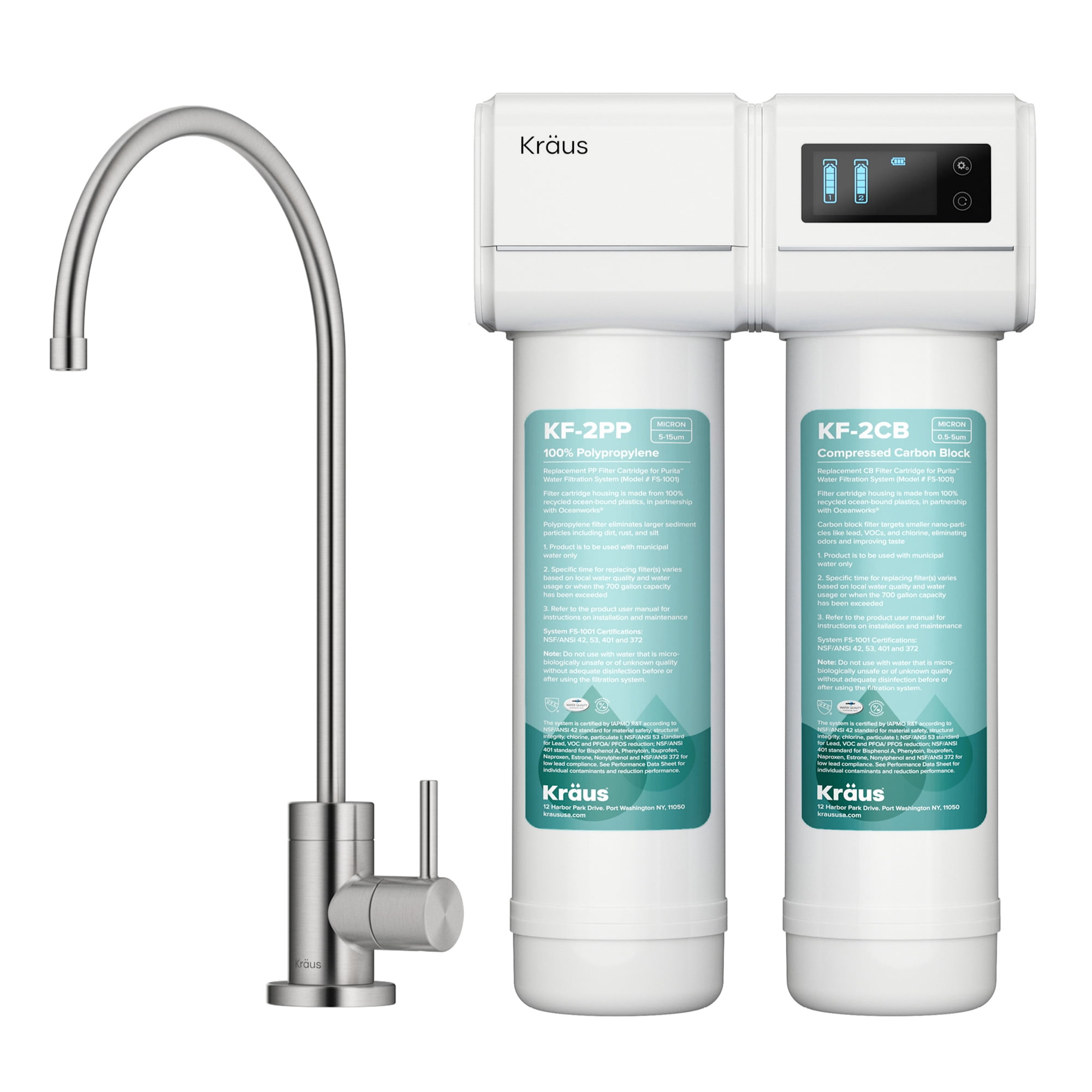 Stainless Steel Under-Sink Filtration System with Single Handle Faucet