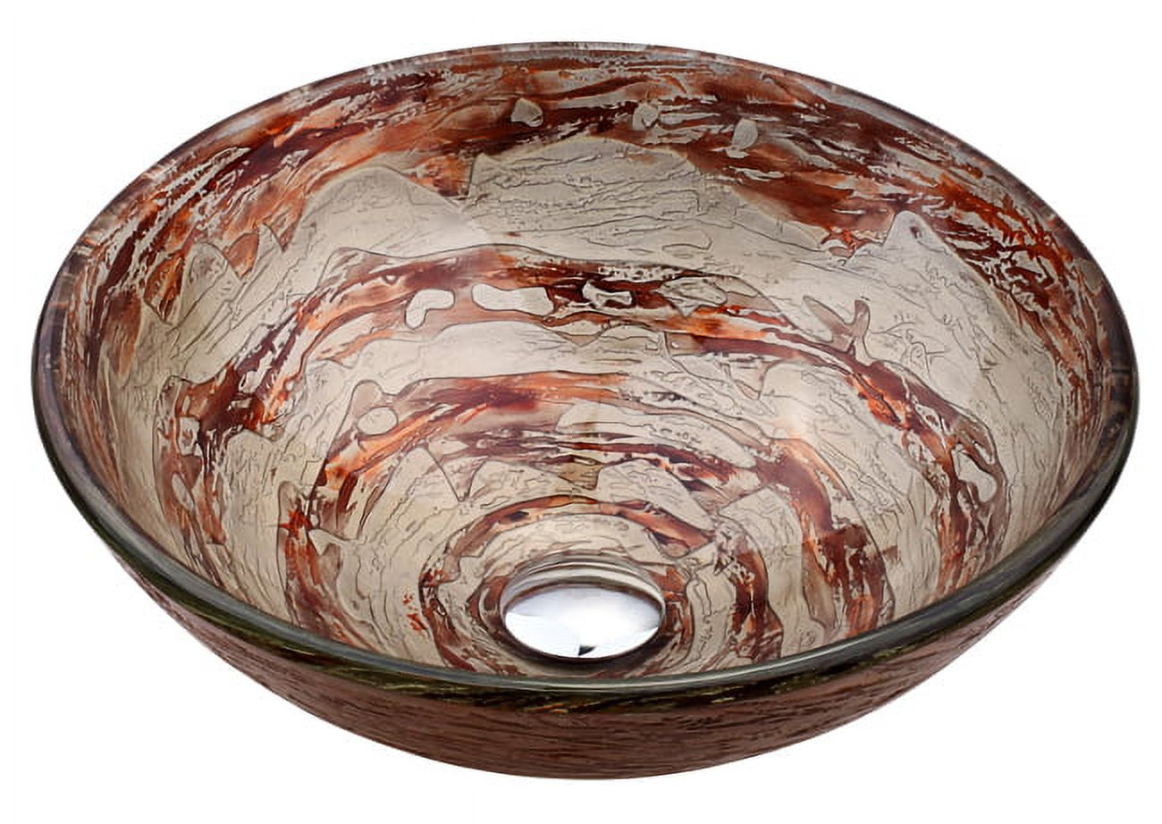 Copper Glass Round Vessel Bathroom Sink, 17-inch
