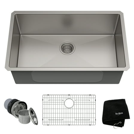 KRAUS Standart Pro 30" Undermount Single Bowl 16 Gauge Stainless Steel Kitchen Sink