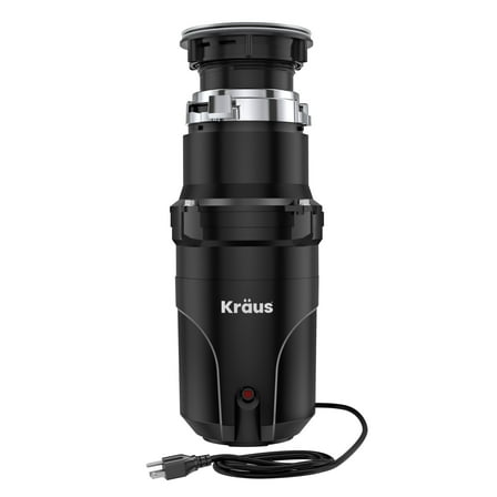 KRAUS WasteGuard High-Speed 1/3 HP Continuous Feed Ultra-Quiet Motor Garbage Disposal with Quick Connect Mount, Power Cord and Flange Included