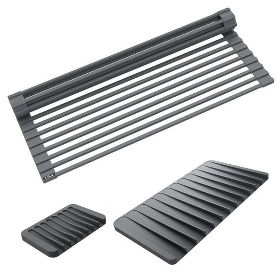 Kraus KDM-KRM-10DG Roll Up Dish Drying Rack - Grey