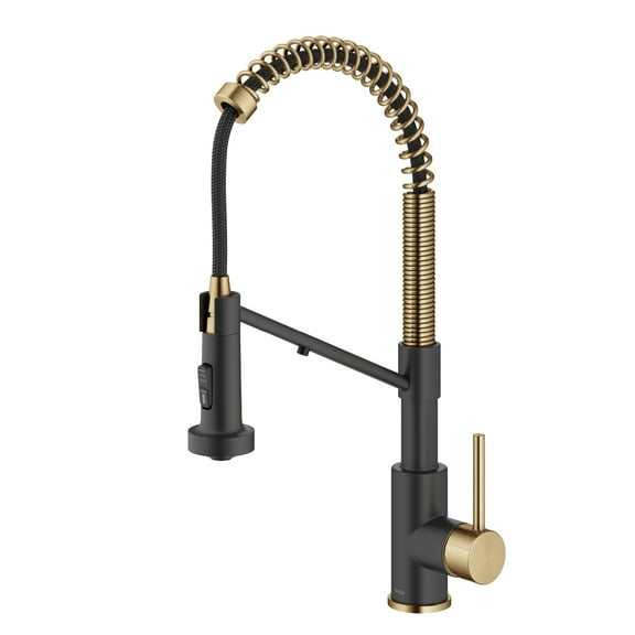 KRAUS Bolden 2-in-1 Commercial Style Pull Down Single Handle Water Filter Kitchen Faucet for Reverse Osmosis or Water Filtration System in Brushed Brass / Matte Black
