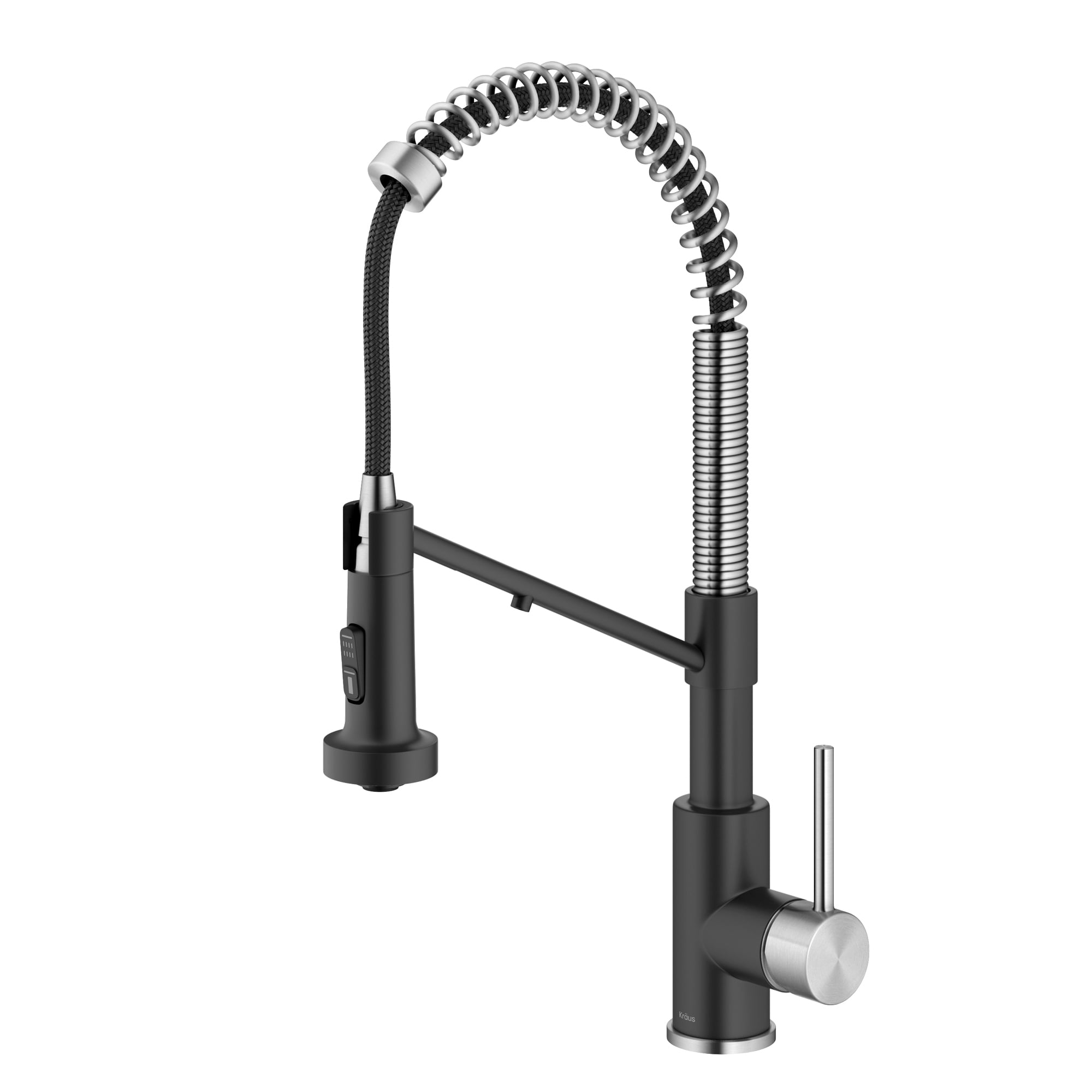 KRAUS Bolden 2-in-1 Commercial Style Pull Down Single Handle Water Filter Kitchen Faucet for Reverse Osmosis or Water Filtration System in Spot-Free Stainless Steel / Matte Black