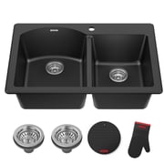 KRAUS Forteza 33  Drop In / Undermount 60/40 Double Bowl Granite Kitchen Sink in Black