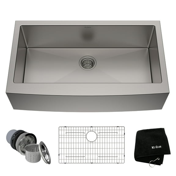 KRAUS Standart Pro 36" Apron Front Farmhouse 16 Gauge Single Bowl Stainless Steel Kitchen Sink