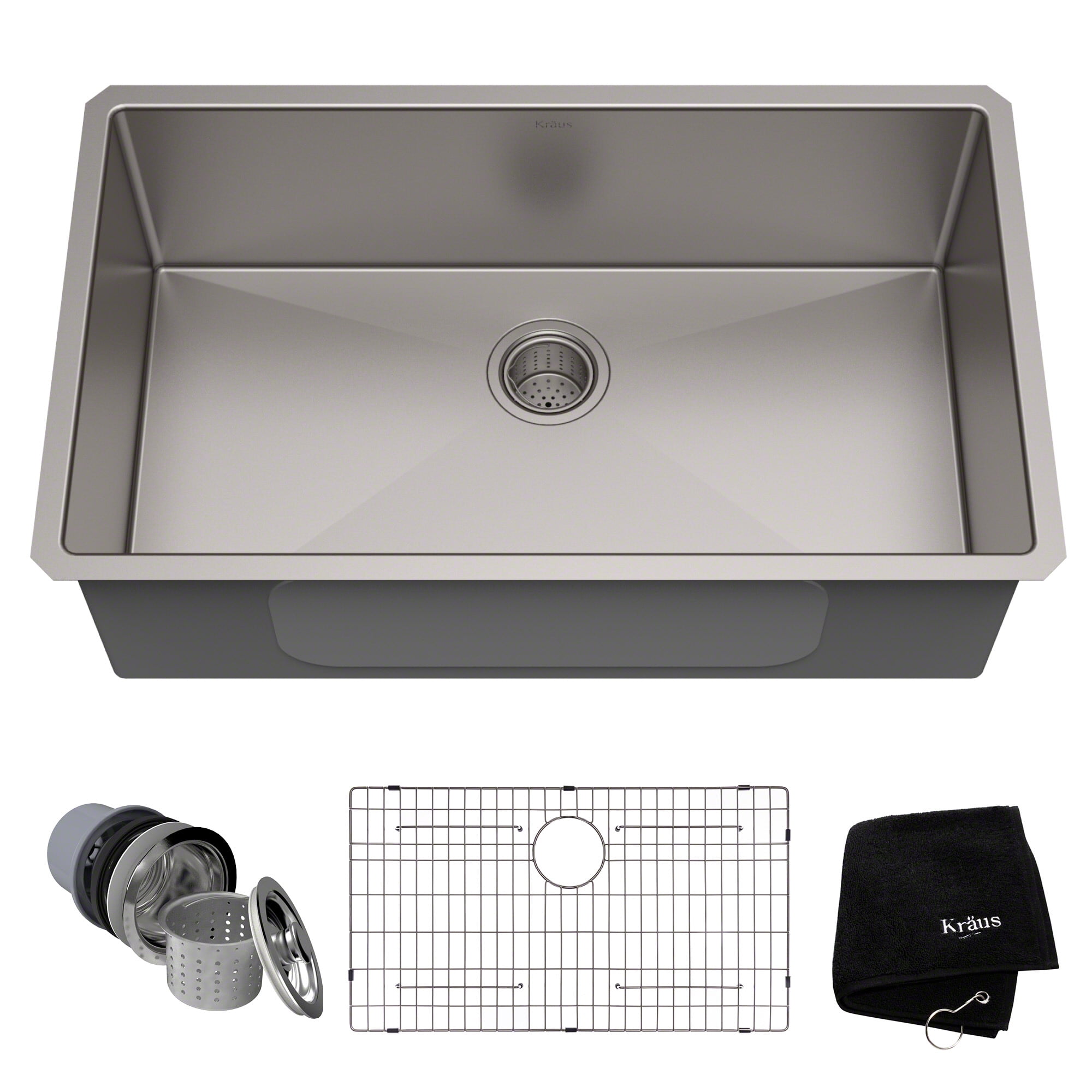 32-Inch Satin Stainless Steel Undermount Kitchen Sink with Accessories
