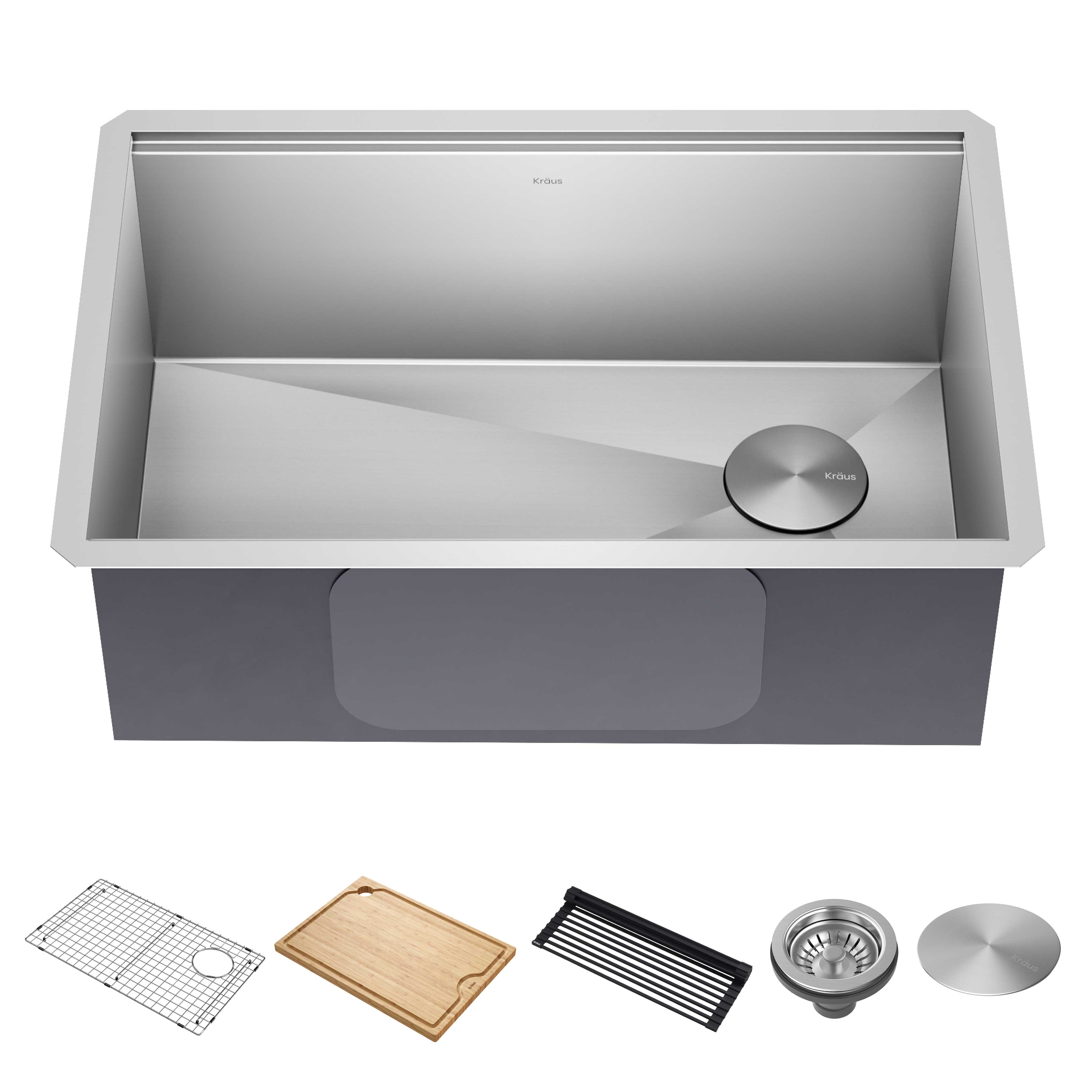 Kraus Kore 28Undermount Workstation 16 Gauge Stainless Steel Single Bowl Kitchen Sink with Accessories - image 1 of 16