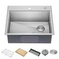thumbnail image 1 of KRAUS Kore 25” Drop In / Top Mount Workstation 16 Gauge Single Bowl Stainless Steel Kitchen Sink with Accessories, 1 of 8