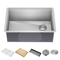 KRAUS Kore 27" Undermount Workstation 16 Gauge Single Bowl Stainless Steel Kitchen Sink with Accessories