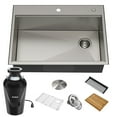 thumbnail image 1 of Kraus Kore Workstation 30-inch Drop-In or Undermount 16 Gauge Single Bowl Stainless Steel Kitchen Sink with Accessories (Pack of 5) with Waste Guard Continuous Feed Garbage Disposal, 1 of 12