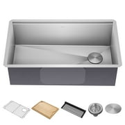 KRAUS Kore 32 Undermount Workstation 16 Gauge Single Bowl Stainless Steel Kitchen Sink with Accessories