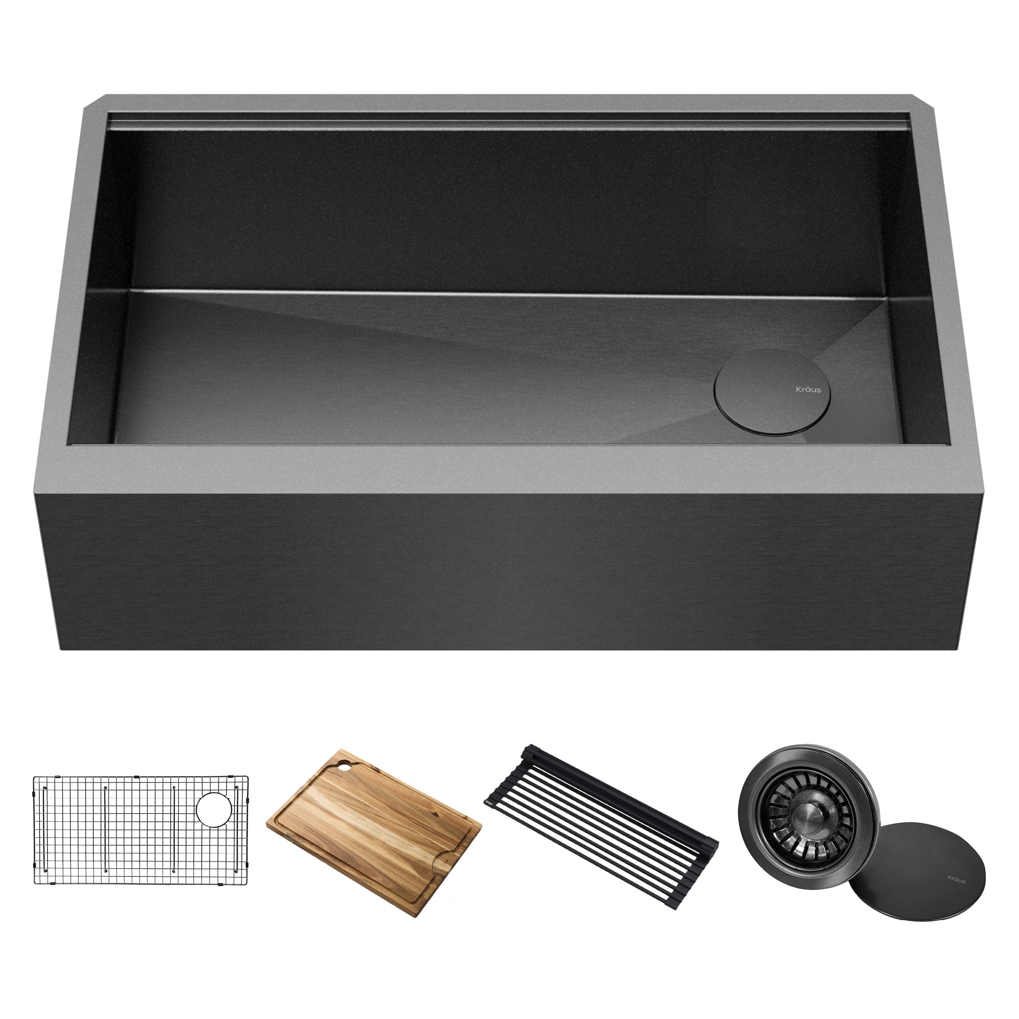Kore 33" Black Stainless Steel Farmhouse Single Bowl Kitchen Sink