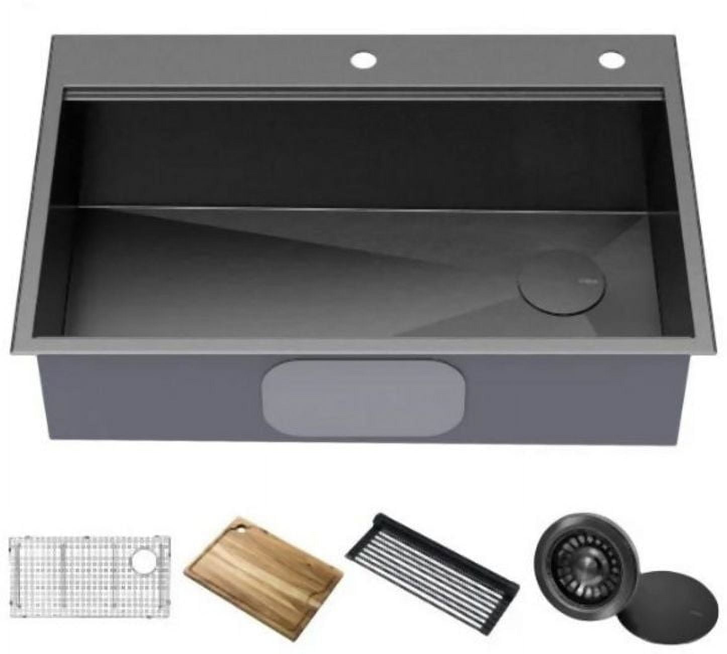 Kore 33" Black Stainless Steel Drop-In Single Bowl Kitchen Sink