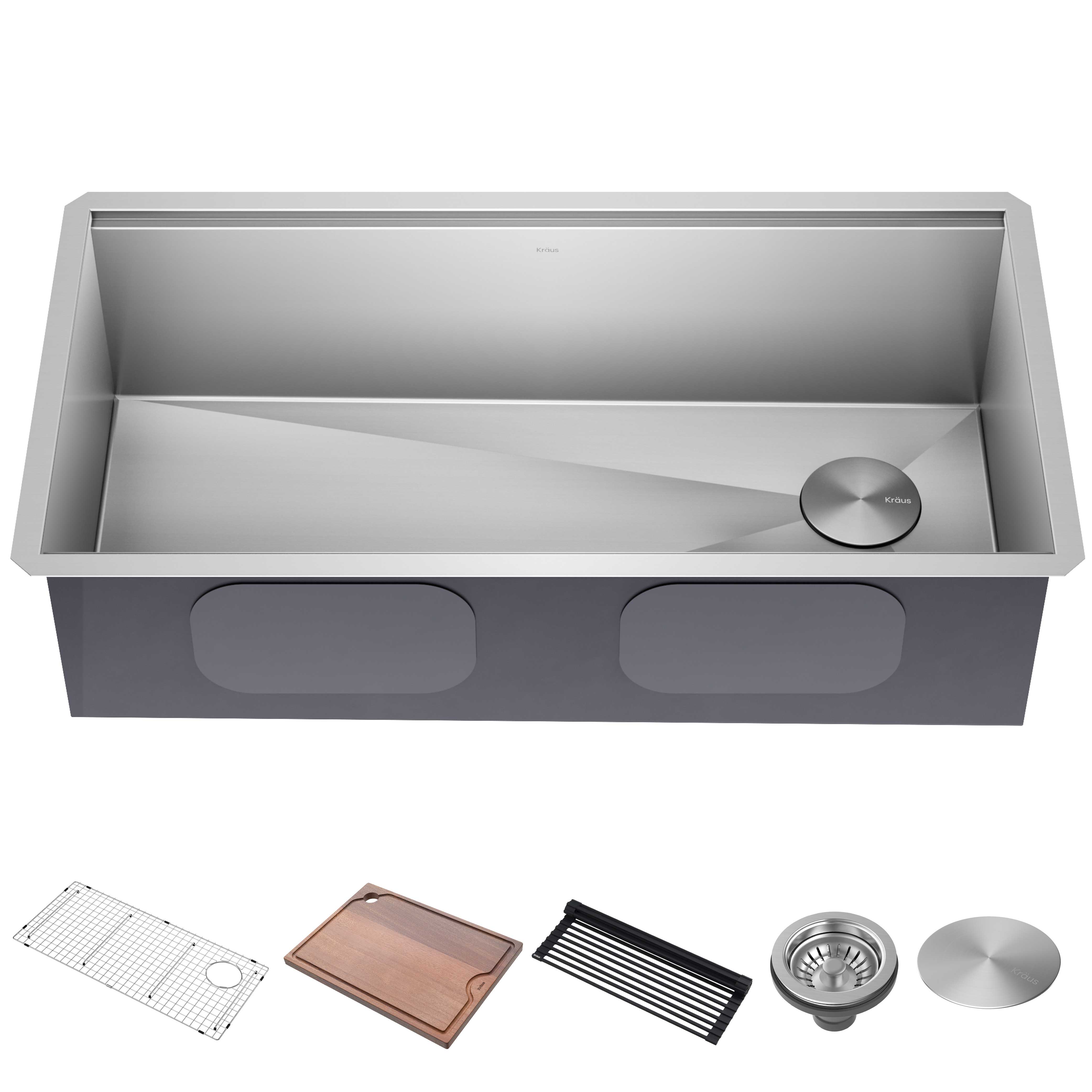 Kraus Kore36Undermount Workstation 16 Gauge Stainless Steel Single Bowl Kitchen Sink with Accessories - image 1 of 15