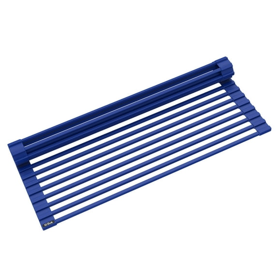 Kraus Multipurpose Over-Sink Roll-Up Dish Drying Rack in Dark Blue