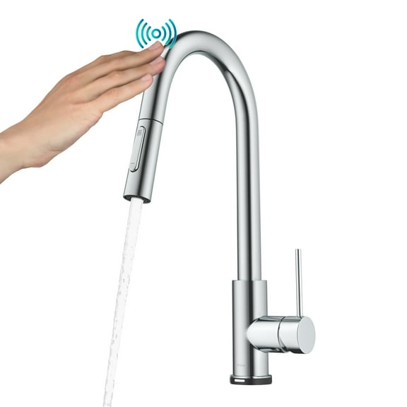 Kraus Oletto Contemporary Single-HandleTouch Kitchen Sink Faucet with Pull Down Sprayer in Chrome