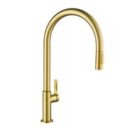 Kraus Oletto High-Arc Single Handle Pull-Down Kitchen Faucet in Brushed Brass