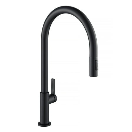 Oletto High-Arc Single Handle Pull-Down Kitchen Faucet in Matte Black