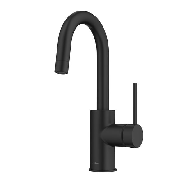 Kraus Oletto Single Handle Kitchen Bar Faucet with QuickDock Top Mount Installation Assembly in Matte Black