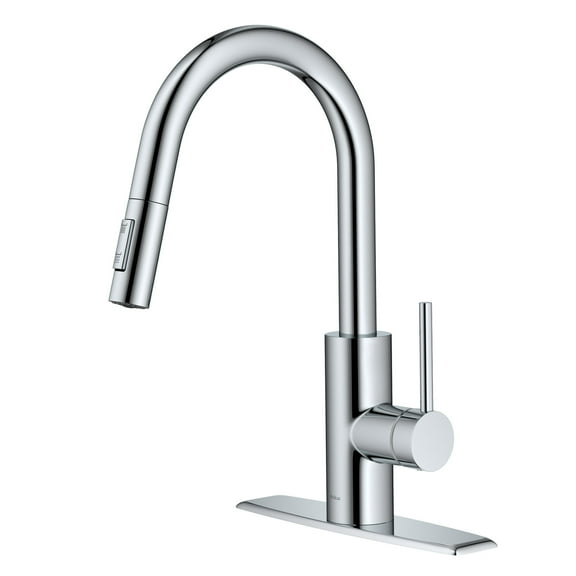 KRAUS Oletto Single Handle Pull Down Kitchen Faucet with QuickDock Top Mount Installation Assembly in Chrome