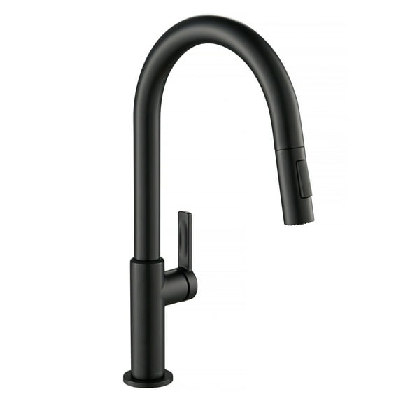 KRAUS Oletto Single Handle Pull Down Kitchen Faucet in Matte Black