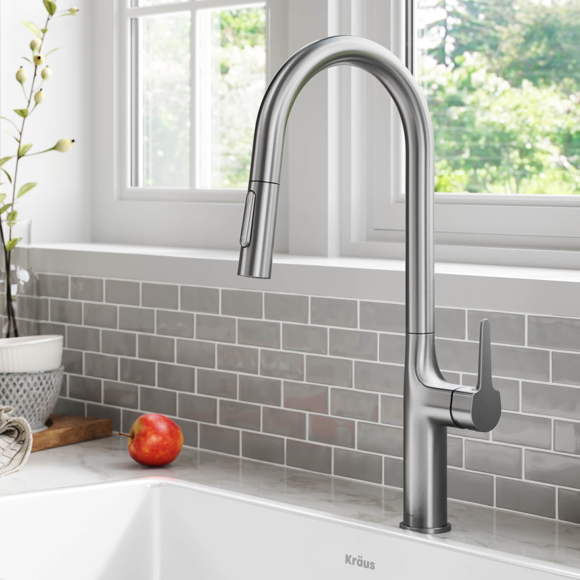 Tall Stainless Steel Pull-Down Kitchen Faucet with Spray