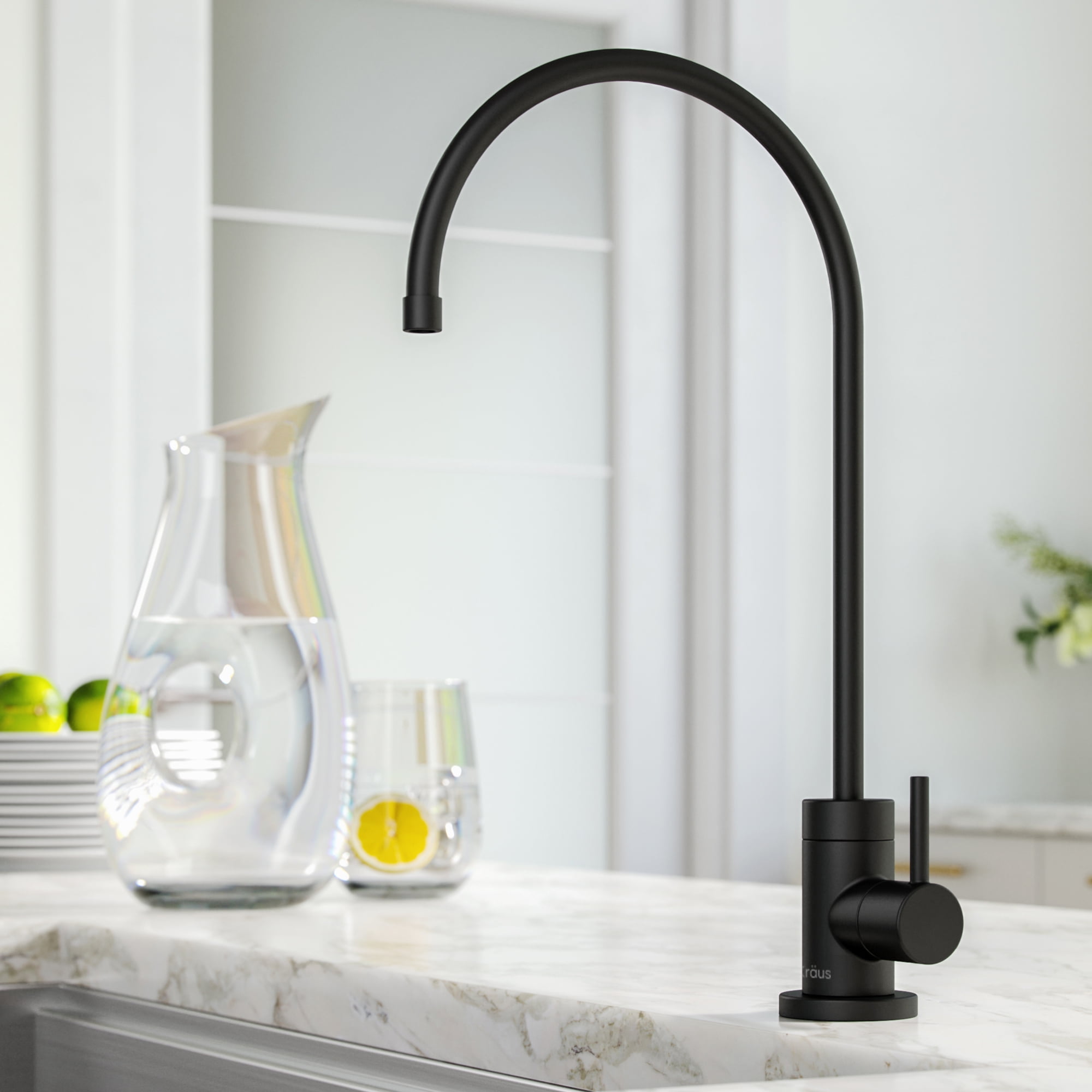 Matte Black Stainless Steel Kitchen Water Filter Faucet