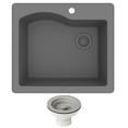 thumbnail image 1 of Kraus Quarza 25 Dual Mount Single Bowl Granite Kitchen Sink and Strainer in Grey, 1 of 14